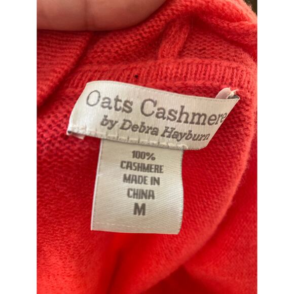 Oats Cashmere by Debra Hayburn Sweater Cap Sleeve Hooded  V Neck Pink  Medium - Picture 5 of 5